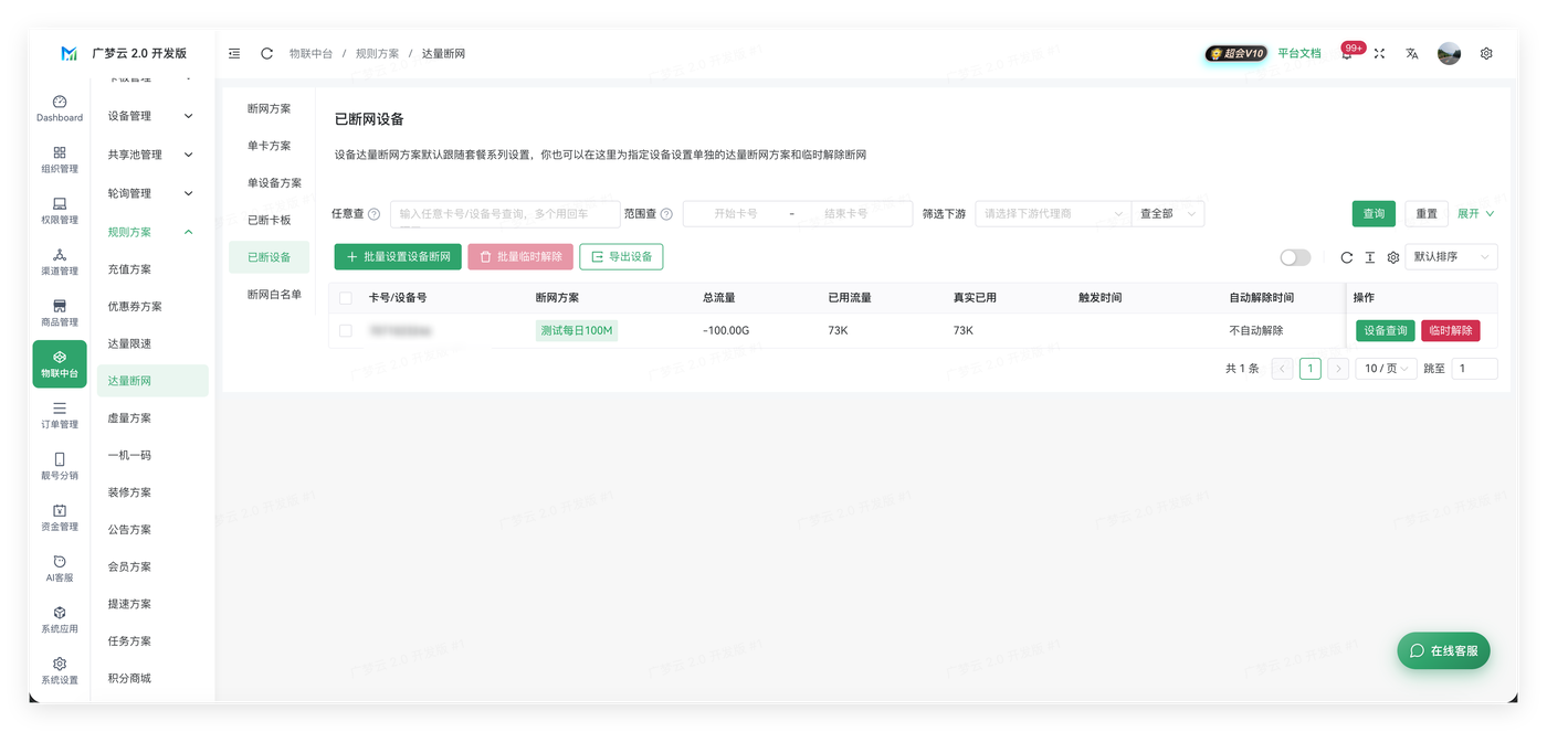 达量断网